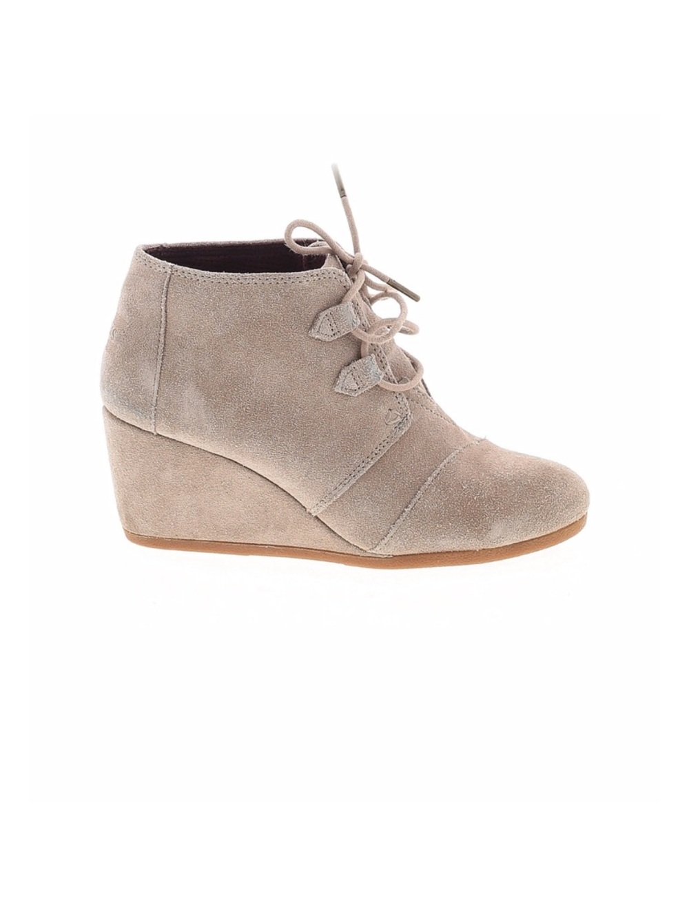 Toms Women's Desert Wedge Taupe Suede Lace Up Ankle Booties 9 
Size 9